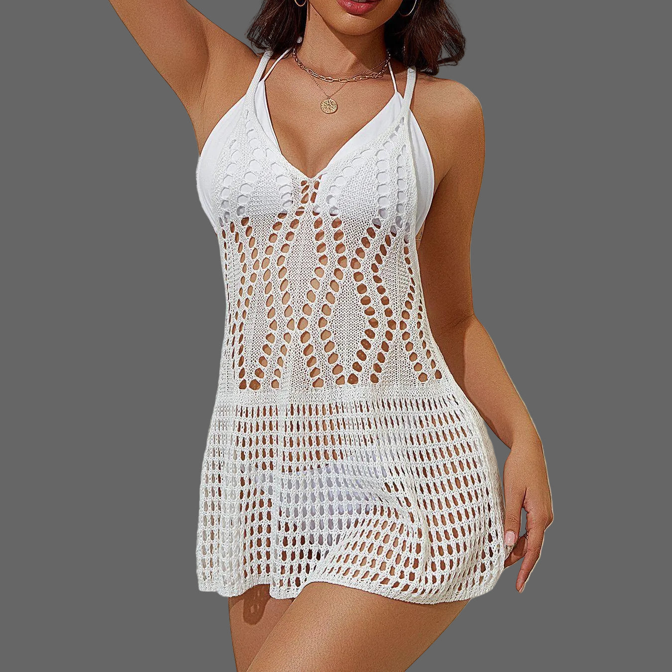 Beach Dress Women's Solid Color Sexy Knitted Beach Ratio - SandiFreckles Surf & Swimwear