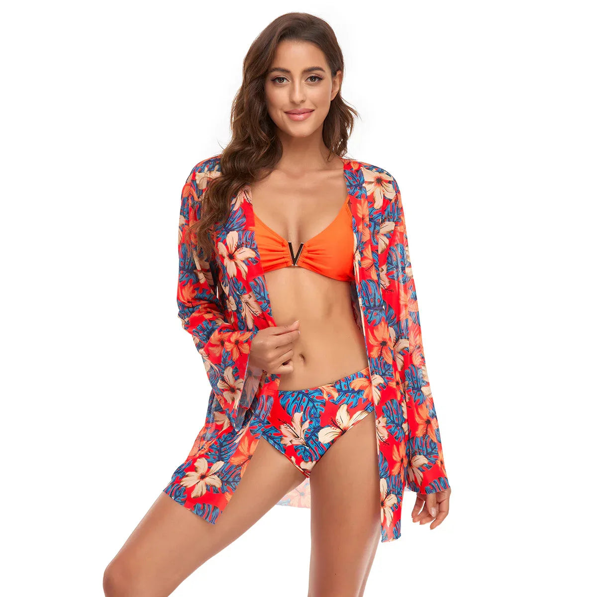 V Buckle Triangle Bikini Three Piece - Solid Colour Print - SandiFreckles Surf & Swimwear