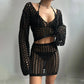 Solid Colour Stand-Up Collar Knitted Bikini Blouse - SandiFreckles Surf & Swimwear