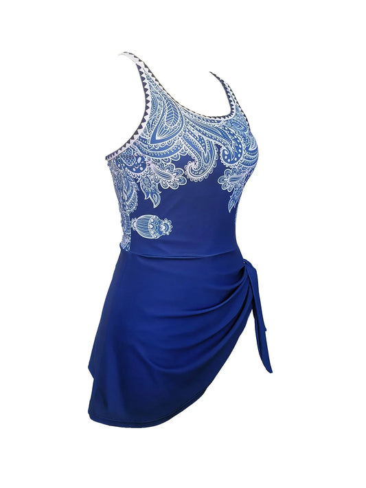 Plus Size Swimsuit Printed Casual Dress - Beach Cover - SandiFreckles Surf & Swimwear