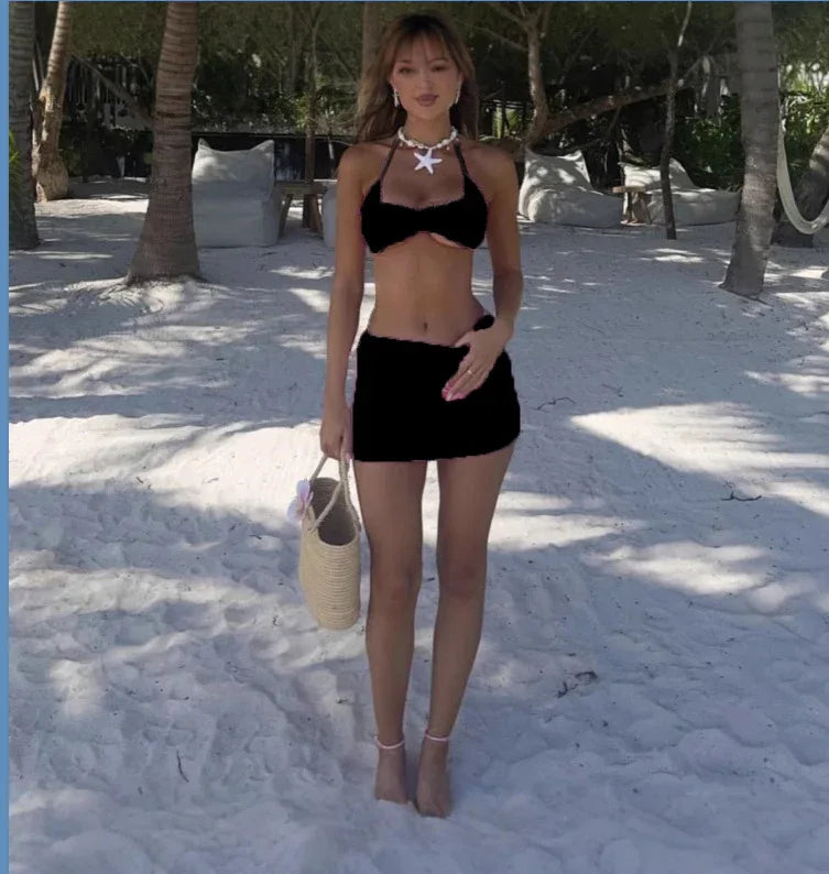 Hollow Knitted Bikini Swim Skirt - Classic Beach Style - SandiFreckles Surf & Swimwear