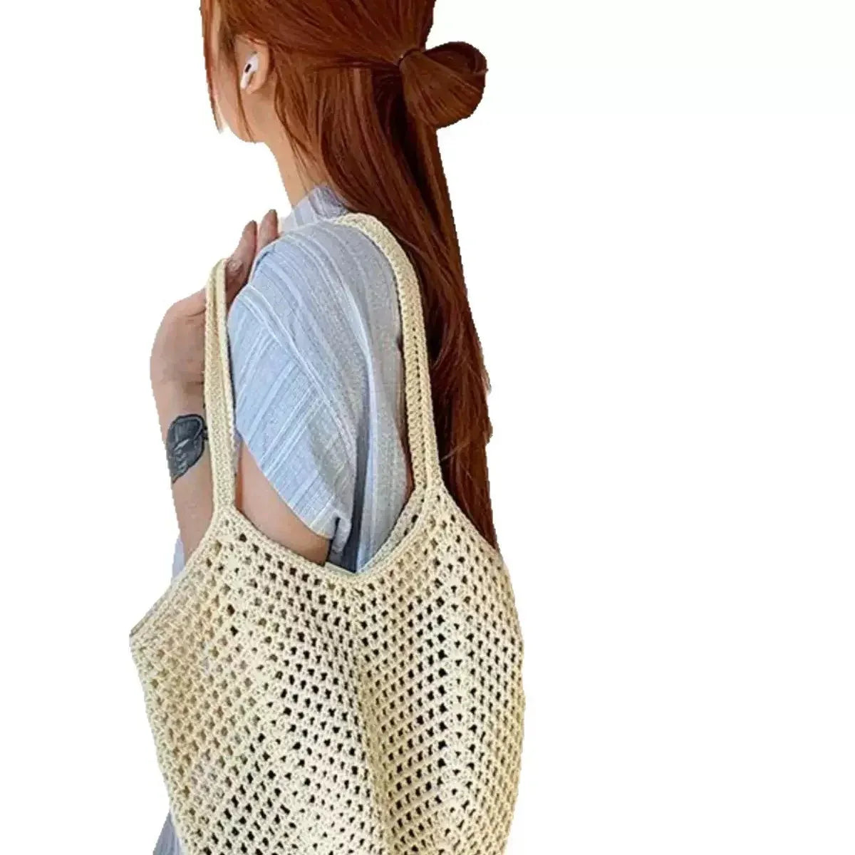 Hand-woven Straw Beach Shoulder Bag - SandiFreckles Surf & Swimwear