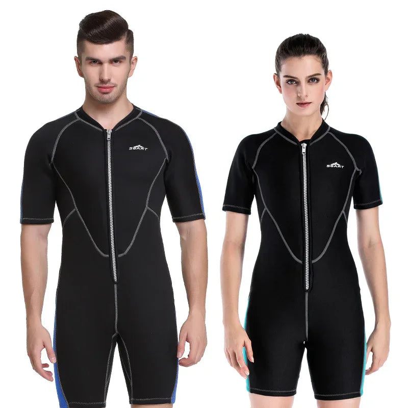 Neoprene Wetsuits Men's And Women's Swimming WetSuits One-Piece Thicken Swimsuit Short Sleeve Deep Diving Surfing Wetsuits - SandiFreckles Surf & Swimwear
