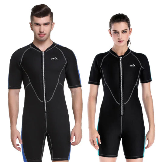 Neoprene Wetsuits Men's And Women's Swimming WetSuits One-Piece Thicken Swimsuit Short Sleeve Deep Diving Surfing Wetsuits - SandiFreckles Surf & Swimwear