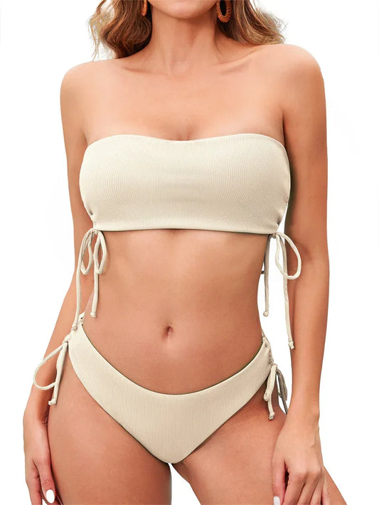 Women's Fashion Simple Solid Color Bikini Set - SandiFreckles Surf & Swimwear