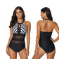 Backless Striped Stitching One Piece Swimsuit - Plus Size - SandiFreckles Surf & Swimwear