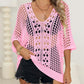 Cutout Woven Batwing Sleeve Cover Up - Sexy Casual Top - SandiFreckles Surf & Swimwear