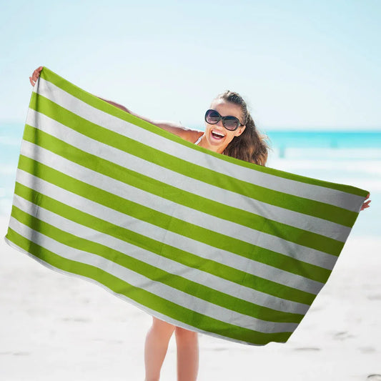 Quick-Drying Striped Beach Towel - Double-Sided Velvet for Comfort - SandiFreckles Surf & Swimwear