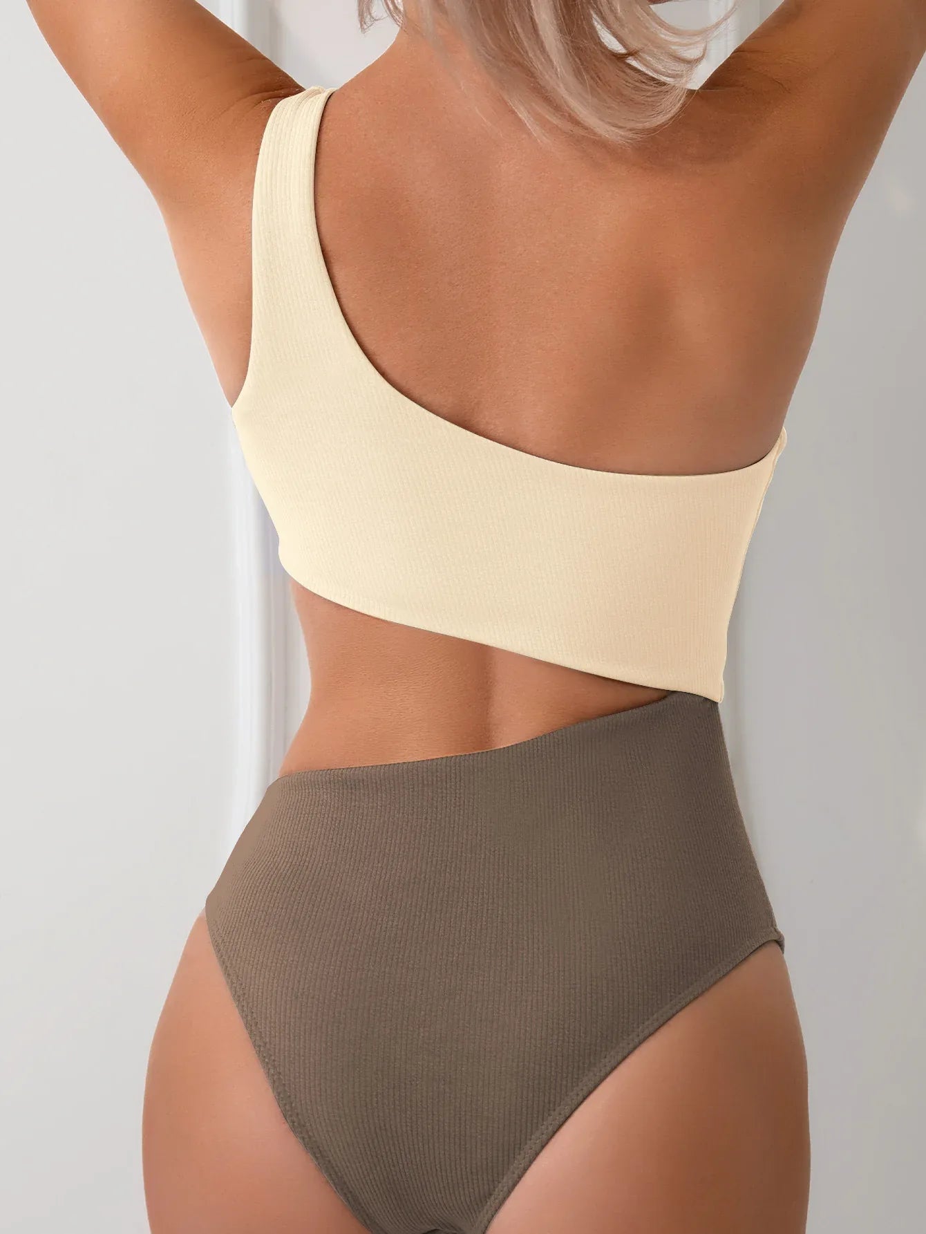 One Shoulder Colour Matching Monokini - SandiFreckles Surf & Swimwear