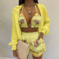 Women's Printed Beachwear Swimsuit Three Piece Set - SandiFreckles Surf & Swimwear