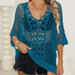 Cutout Woven Batwing Sleeve Cover Up - Sexy Casual Top - SandiFreckles Surf & Swimwear