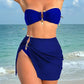 Bold Colour Strapless Three-Piece Bikini with Skirt - Horseshoe Clasp - SandiFreckles Surf & Swimwear