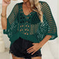 Cutout Woven Batwing Sleeve Cover Up - Sexy Casual Top - SandiFreckles Surf & Swimwear