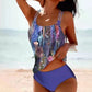 Retro Split High Waist Bikini Beach Print Strap Swimsuit - SandiFreckles Surf & Swimwear