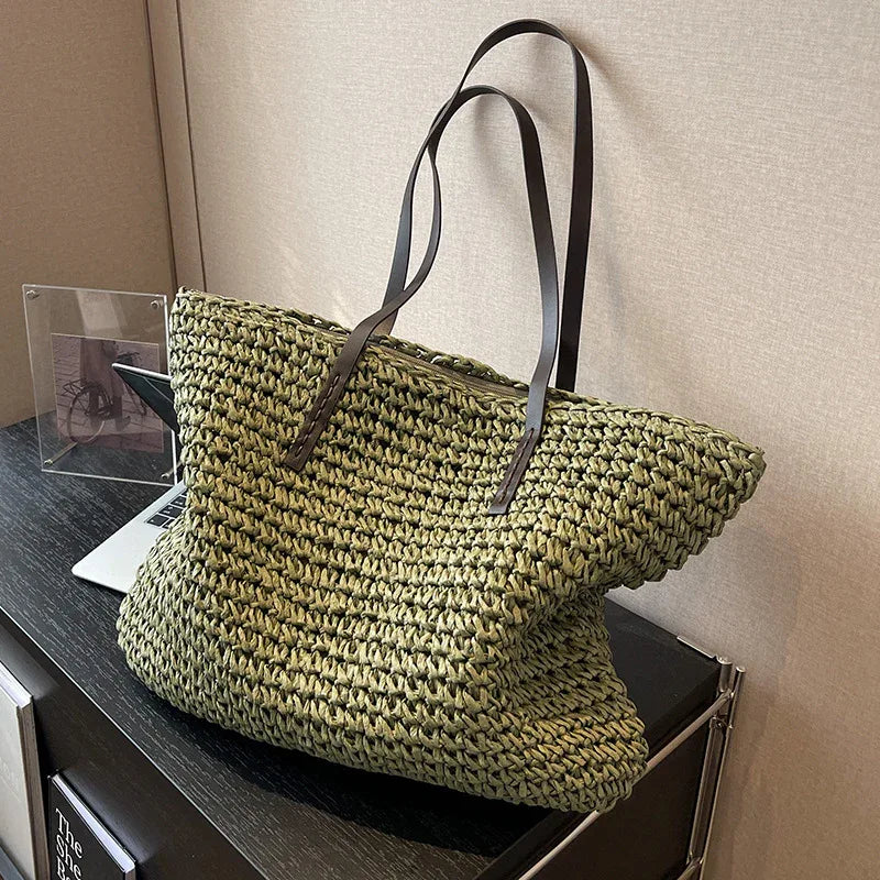 Woven Shoulder Bag - Stylish Large Beach Tote - SandiFreckles Surf & Swimwear