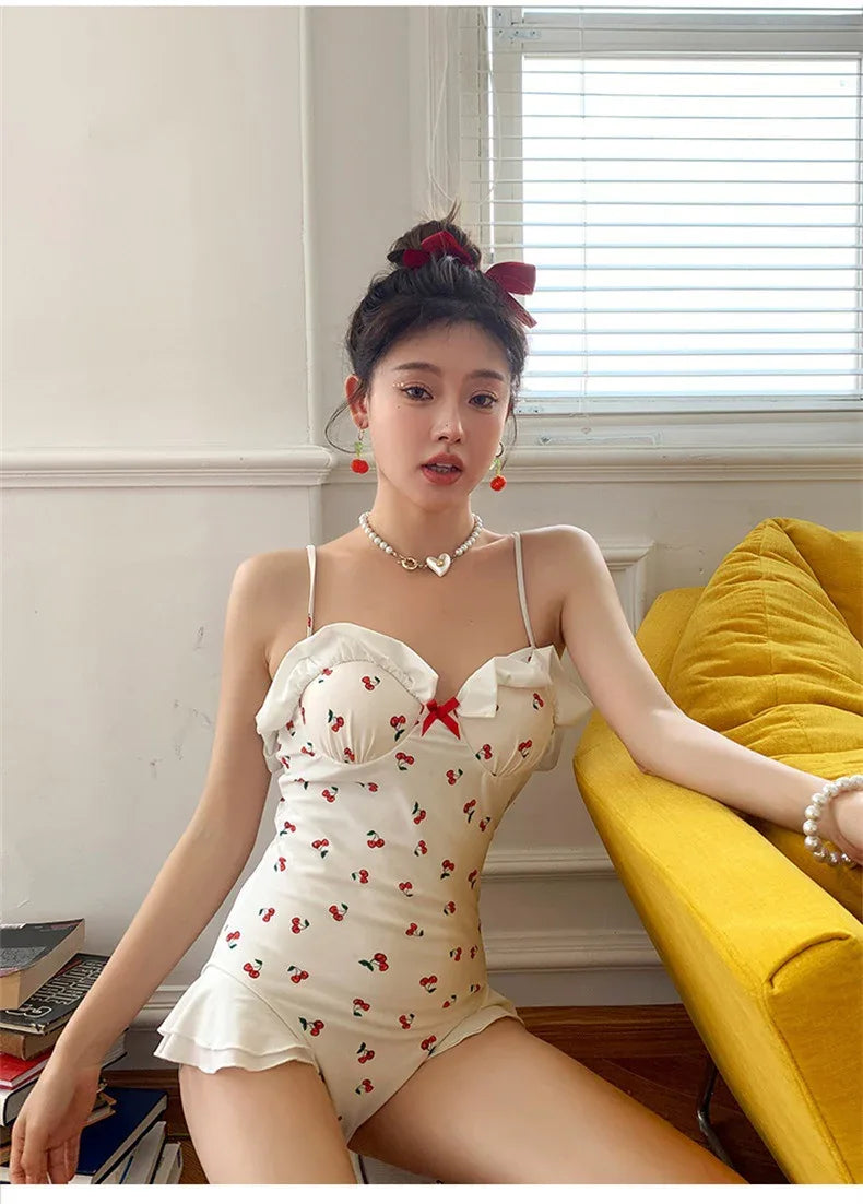 Women's Slim Looking Belly Covering Sweet Student Hot Spring One Piece Swimsuit - SandiFreckles Surf & Swimwear