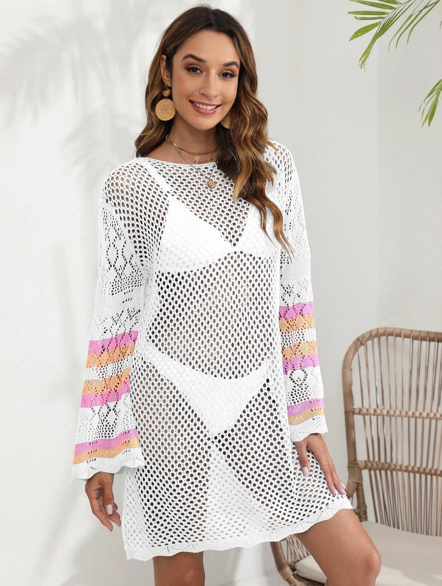 Stitching Detail Bikini Cover-Up Dress - Designer Style - SandiFreckles Surf & Swimwear