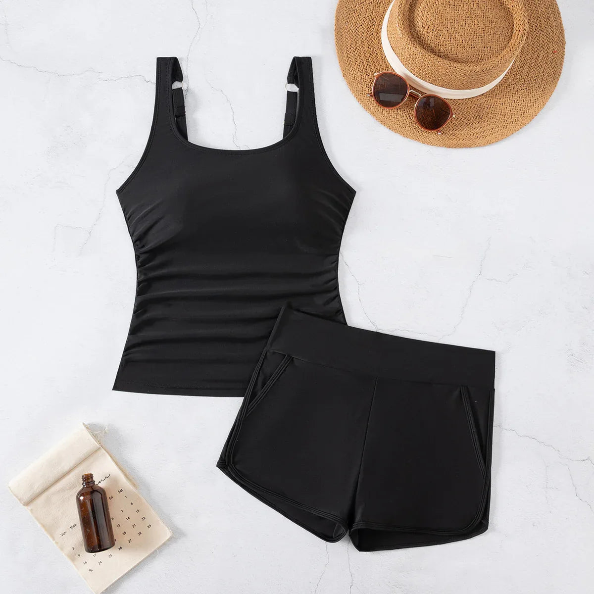 U-Neck High Waist Boxer Bikini - Two Piece Suit - SandiFreckles Surf & Swimwear