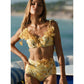 Bikini New Floral High Waist Split Swimsuit Suit Female Cross-border - SandiFreckles Surf & Swimwear