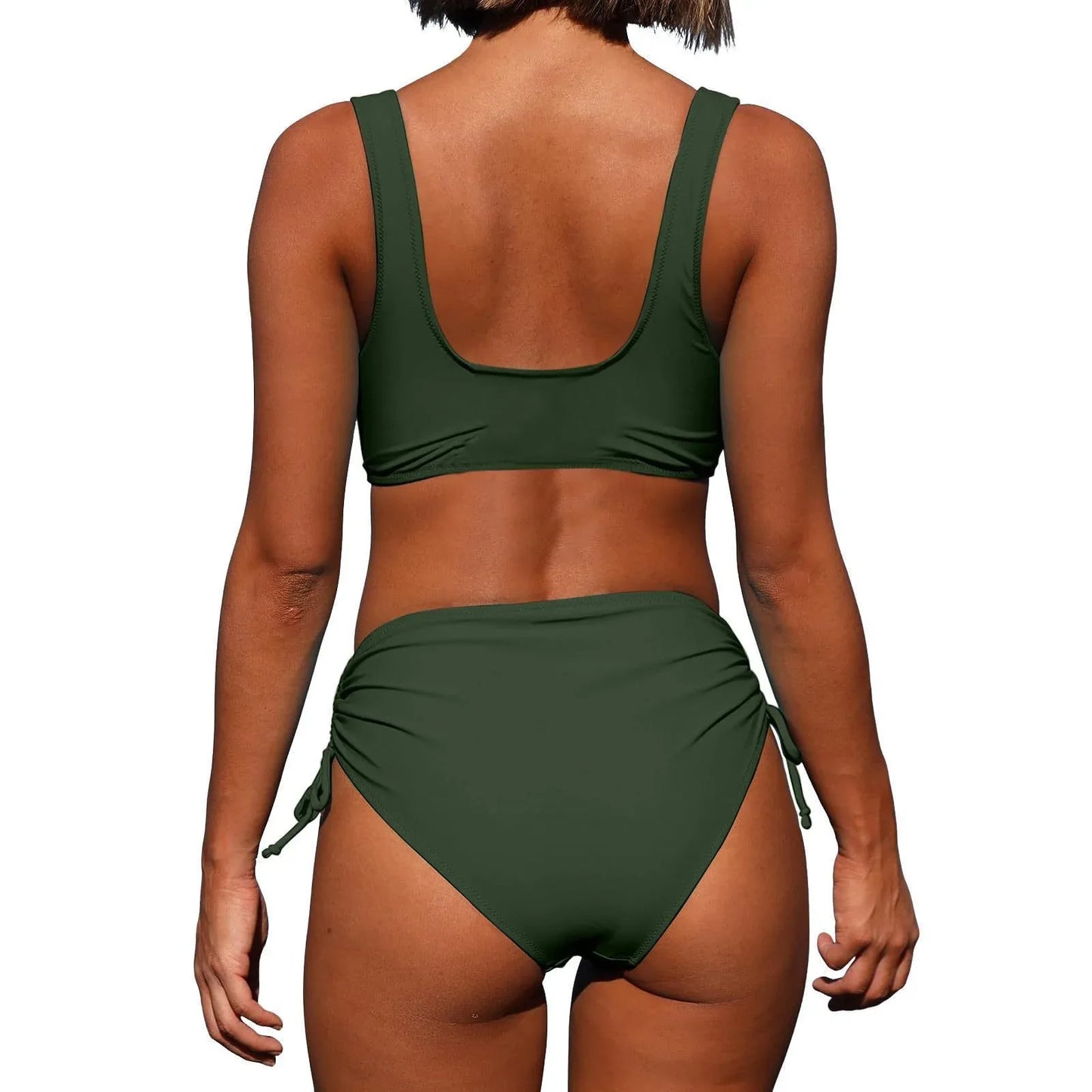 Swimsuit Split Bikini Solid Color Cross Strap - SandiFreckles Surf & Swimwear