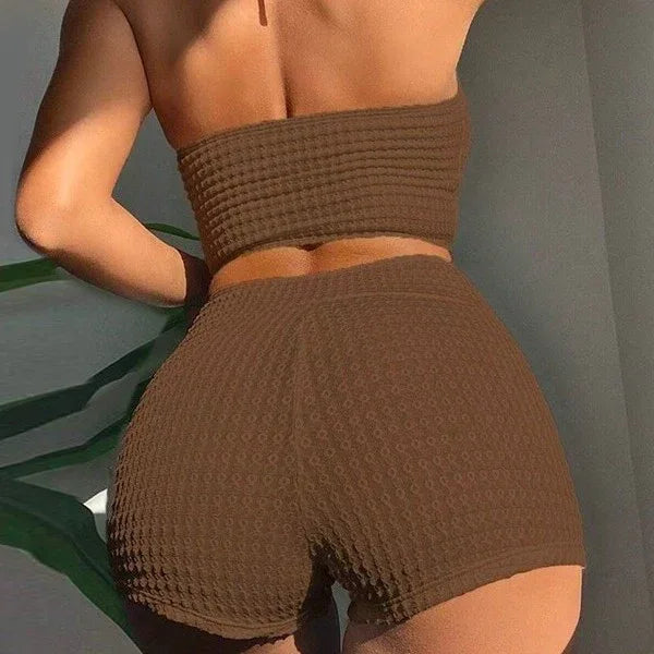 Sexy High Waist Boxer Bikini - Solid Colour Split - SandiFreckles Surf & Swimwear