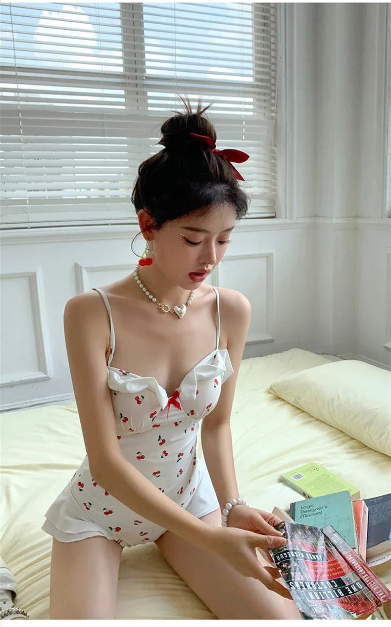 Women's Slim Looking Belly Covering Sweet Student Hot Spring One Piece Swimsuit - SandiFreckles Surf & Swimwear