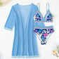 Printed Bikini Three-piece Swimsuit Mesh Sunscreen - SandiFreckles Surf & Swimwear