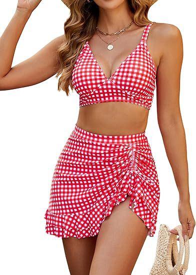 High Waist Slimming Swim Skirt Bikini - Flattering Coverage - SandiFreckles Surf & Swimwear