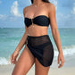 Bold Colour Strapless Three-Piece Bikini with Skirt - Horseshoe Clasp - SandiFreckles Surf & Swimwear