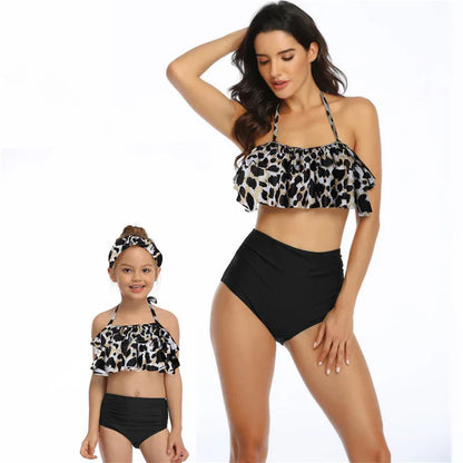 High Waist Ruffled Parent-Child Swimsuit – Stylish Matching Bikinis - SandiFreckles Surf & Swimwear