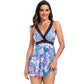 V-neck Printed Swimsuit Dress Summer Beach Vacation Bikini Fashion Womens Clothing - SandiFreckles Surf & Swimwear
