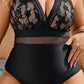 Black Lace Pattern One Piece - Elegant & Sophisticated - SandiFreckles Surf & Swimwear