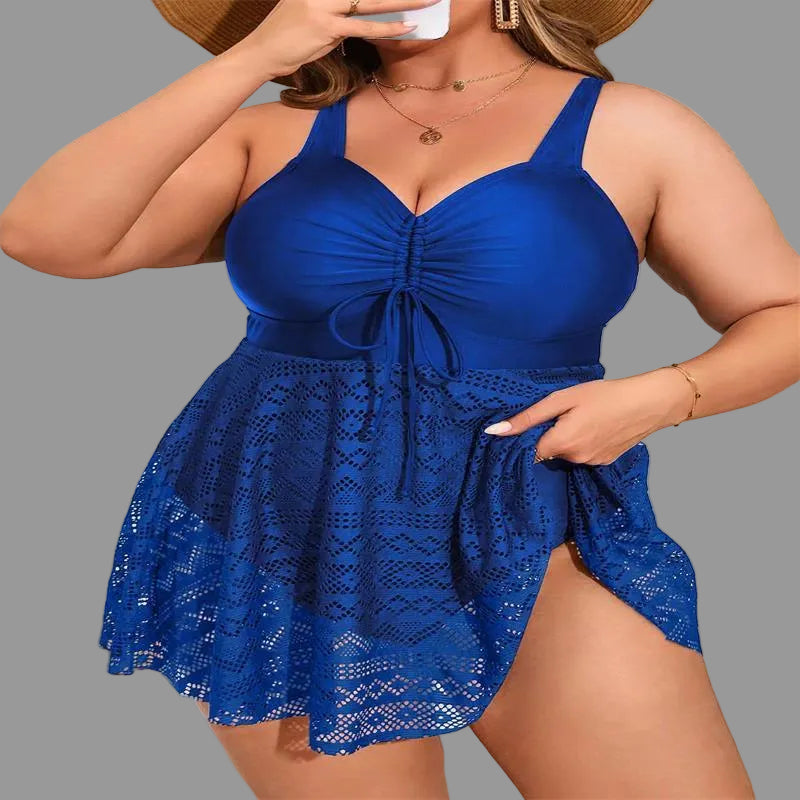 Plus Size Sexy Lace Vacation One Piece Swimsuit - SandiFreckles Surf & Swimwear