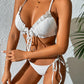 Sunken Stripe Pleated Lace-Up Backless Bikini - Sexy Split Style - SandiFreckles Surf & Swimwear