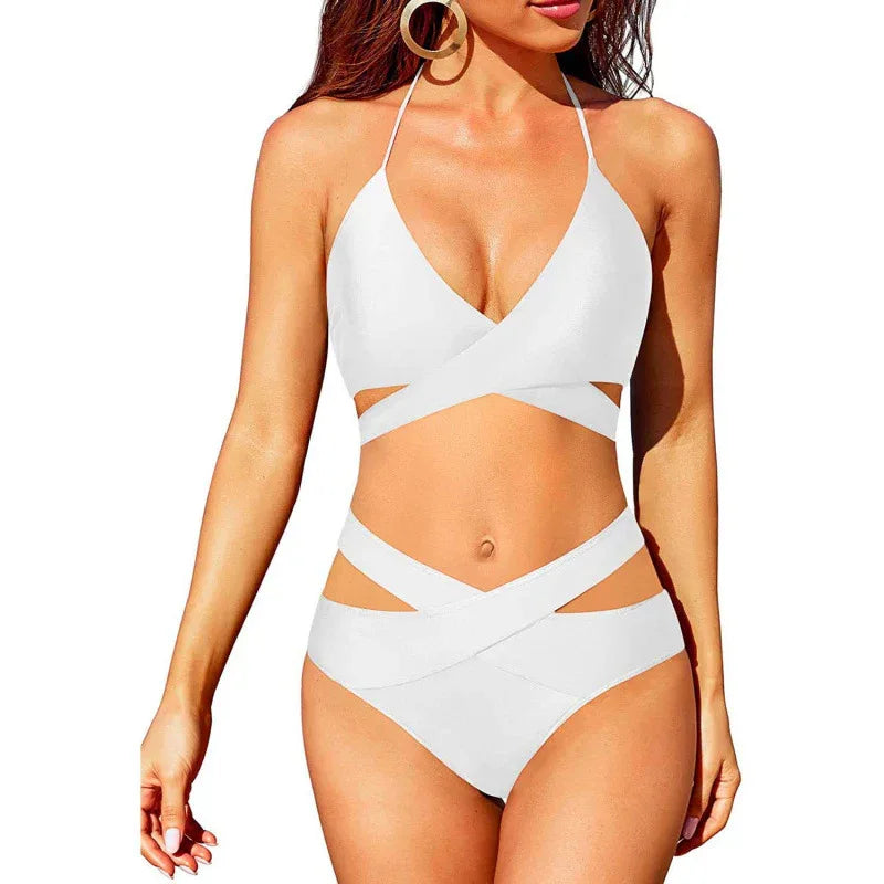 European And American New Women's Split Swimsuit High Waist Bikini - SandiFreckles Surf & Swimwear