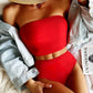 Split Strap Bikini Sexy High-waisted Swimsuit Set - SandiFreckles Surf & Swimwear