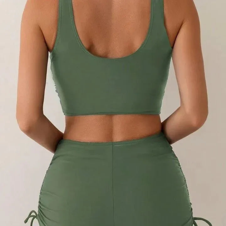 Cross Pleated Sexy Bikini with Shorts - European Style - SandiFreckles Surf & Swimwear