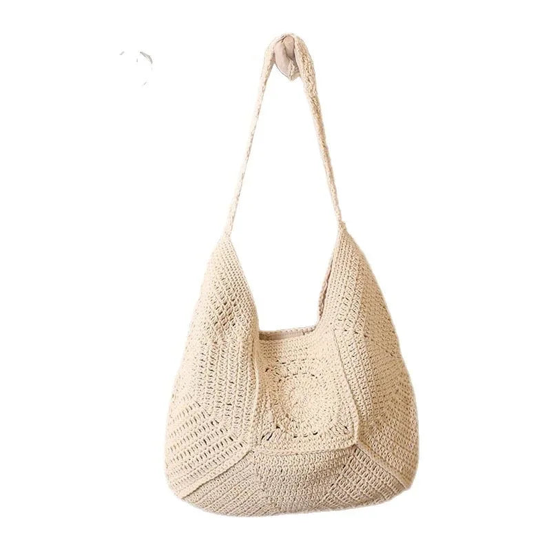 Versatile Women's Beach Bag - Large Capacity Cotton Plaid Design - SandiFreckles Surf & Swimwear