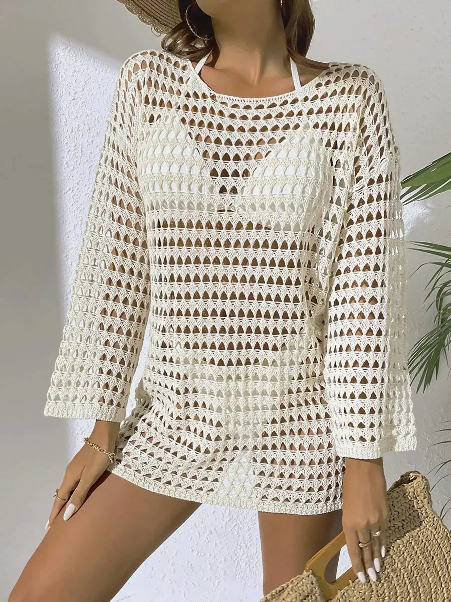 Sexy Knit Hollow Round Neck Beach Dress Women - SandiFreckles Surf & Swimwear