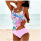 Retro Split High Waist Bikini Beach Print Strap Swimsuit - SandiFreckles Surf & Swimwear