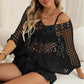 Cutout Woven Batwing Sleeve Cover Up - Sexy Casual Top - SandiFreckles Surf & Swimwear