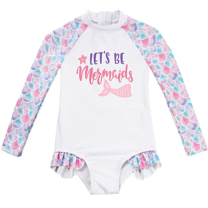 Cute Children's One-Piece Swimsuit - Long Sleeves, UPF Protection - SandiFreckles Surf & Swimwear