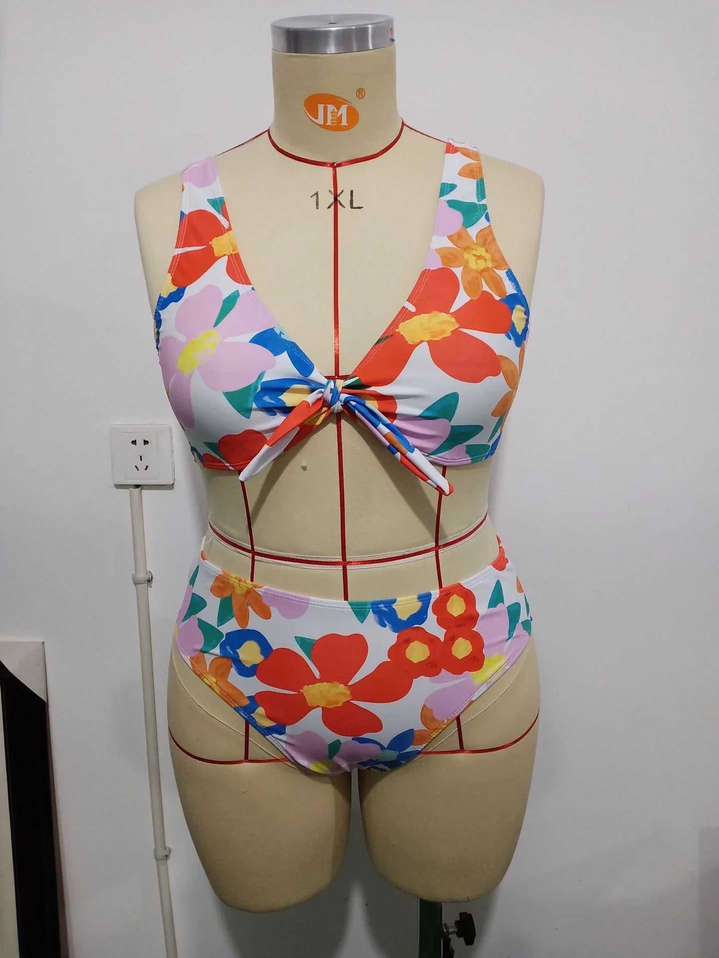Split Color Printing Plus Size Swimsuit - Two Piece - SandiFreckles Surf & Swimwear