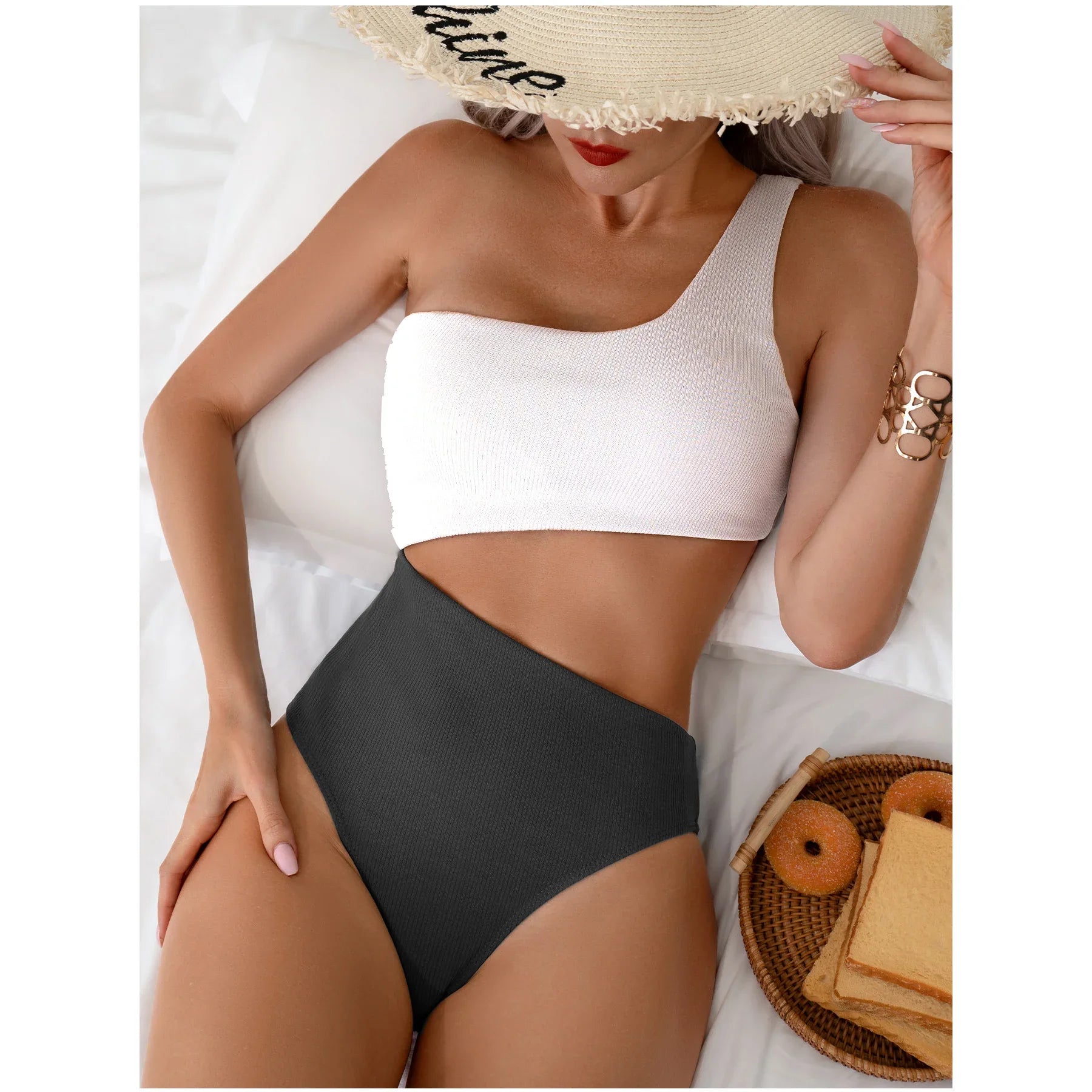 One Shoulder Colour Matching Monokini - SandiFreckles Surf & Swimwear